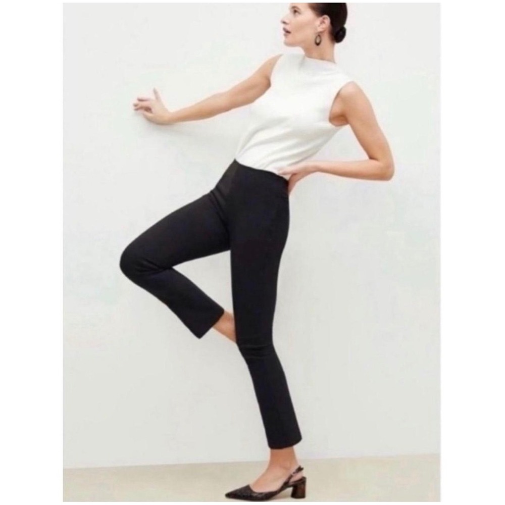 MM.LaFleur Foster Pants Black High Rise Slim Straight Leg Side Zip Size 6